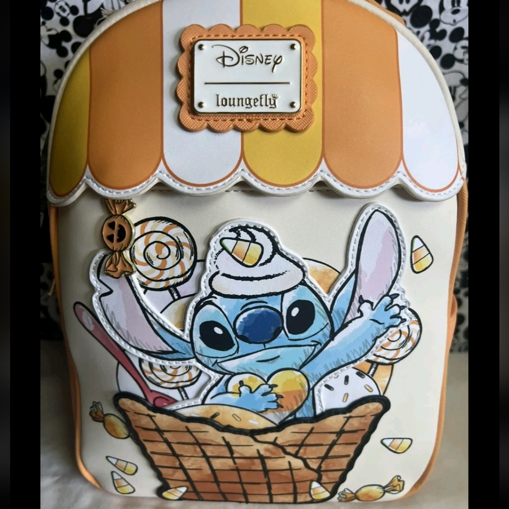 2023 Loungefly Disney Lilo & Stitch Candy Corn Sundae Stitch Mini Backpack NWT